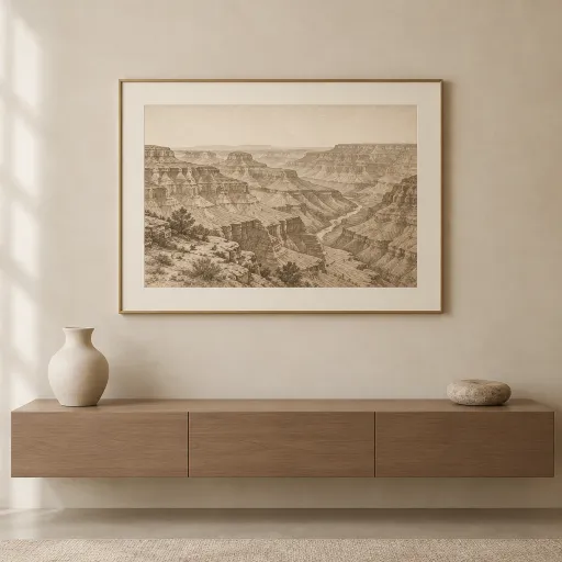 Grand Canyon drawing print as digital luxury art for curated interiors